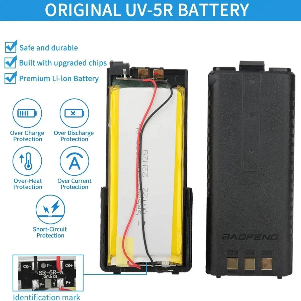 Фото Оригинальный аккумулятор Baofeng UV 5R, 3800 мАч, аккумулятор для рации, расширенные аккумуляторы BL-5, аксессуары для радио UV5R №2