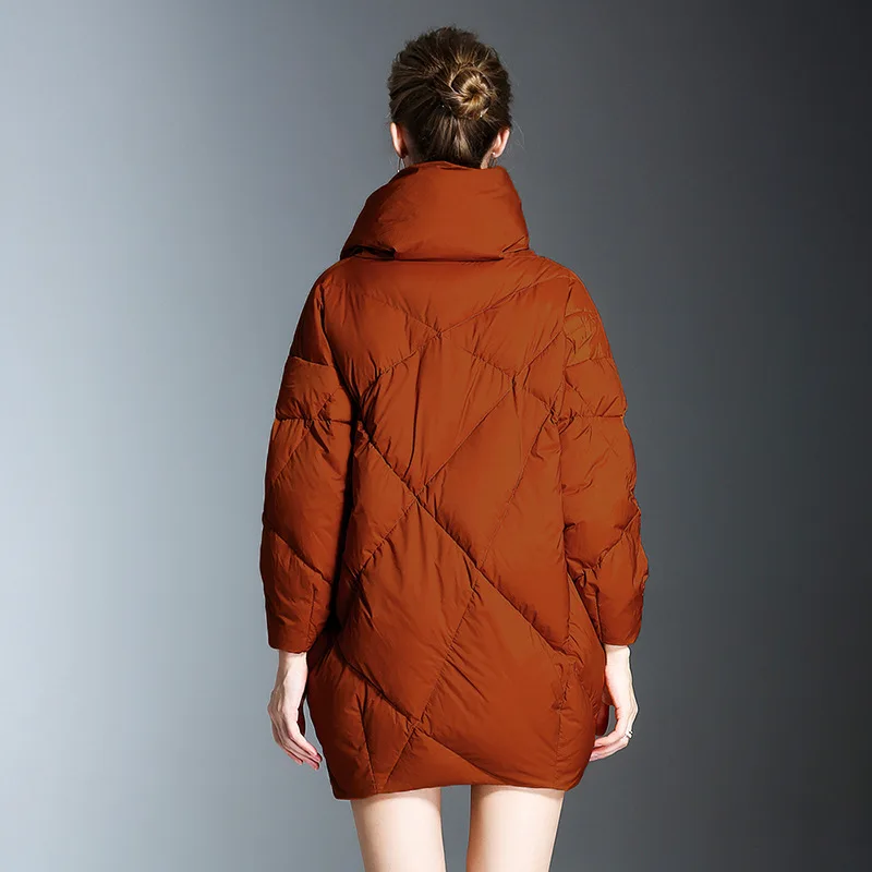 Casaco Prata Feminino Jaqueta Thickened Down Jacket Women's Autumn and Winter New Loose White Duck Down Fashion Women's Clothing