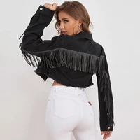 black jacket for women cotton cowboy coat vest with long sleeves autumn causal waistcoats simple fashion female clothing