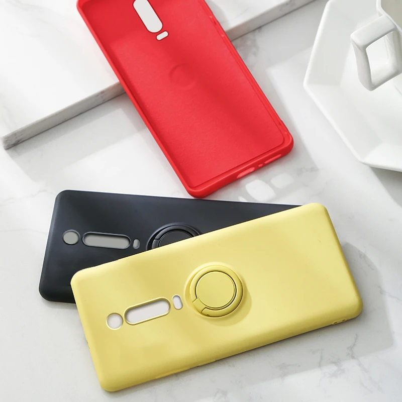 Luxury Silicone Case For Xiaomi Mi 10T 11T Pro Redmi Note 10S 10 9 9S Pro Max POCO M3 F3 X3 NFC Phone Cover Ring Holder Stand on