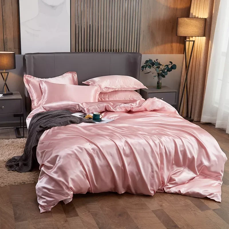 

New in 2022 New Rayon Solid Color Bedding Sets Home Textile Twin Queen King Size Bed Sets High-End Duvet Cover Sets envio gratis