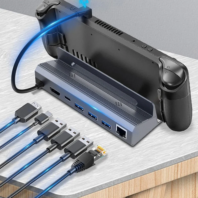Концентратор USB Type C для совместимости с 4K 60 Гц RJ45 3.0 Steamdeck