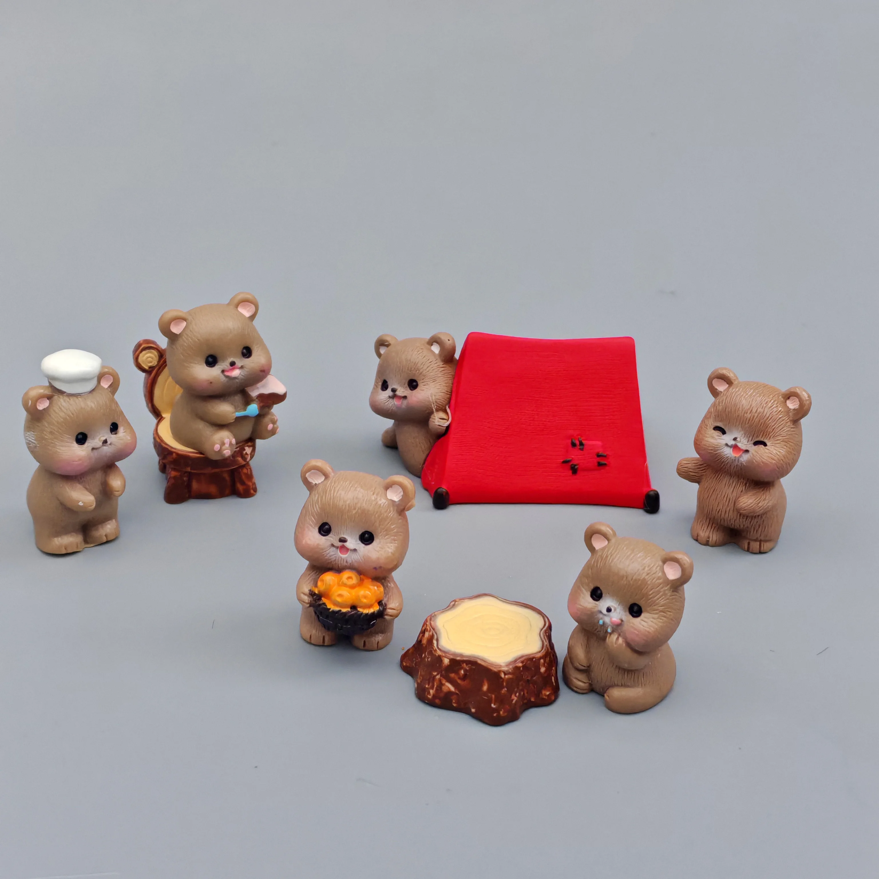 8 шт. 2024 мультяшная палатка для кемпинга фигурка медведя пейзаж сделай сам