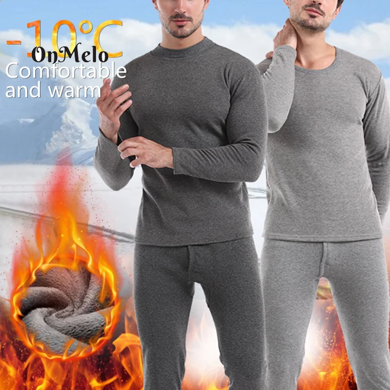 

Костюм термобелья OnMelo мужской, удобный зимний теплый пижамный комплект с флисовой подкладкой, кальсоны