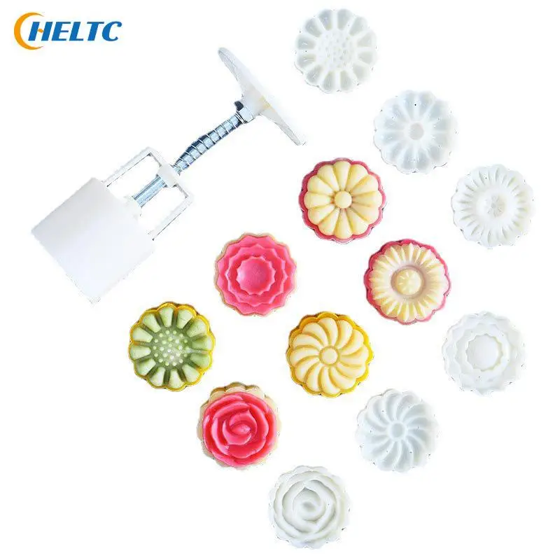

7pcs/set 50g Creative Mooncake Mold With 6Stamp Mid-Autumn Festival Hand-Pressure Flower Moon Cake Mould DIY Mooncake Press Mold