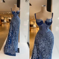 2022 fashion mermaid evening dresses lace applique prom gowns handmade beaded party celebrity dress vestido de novia