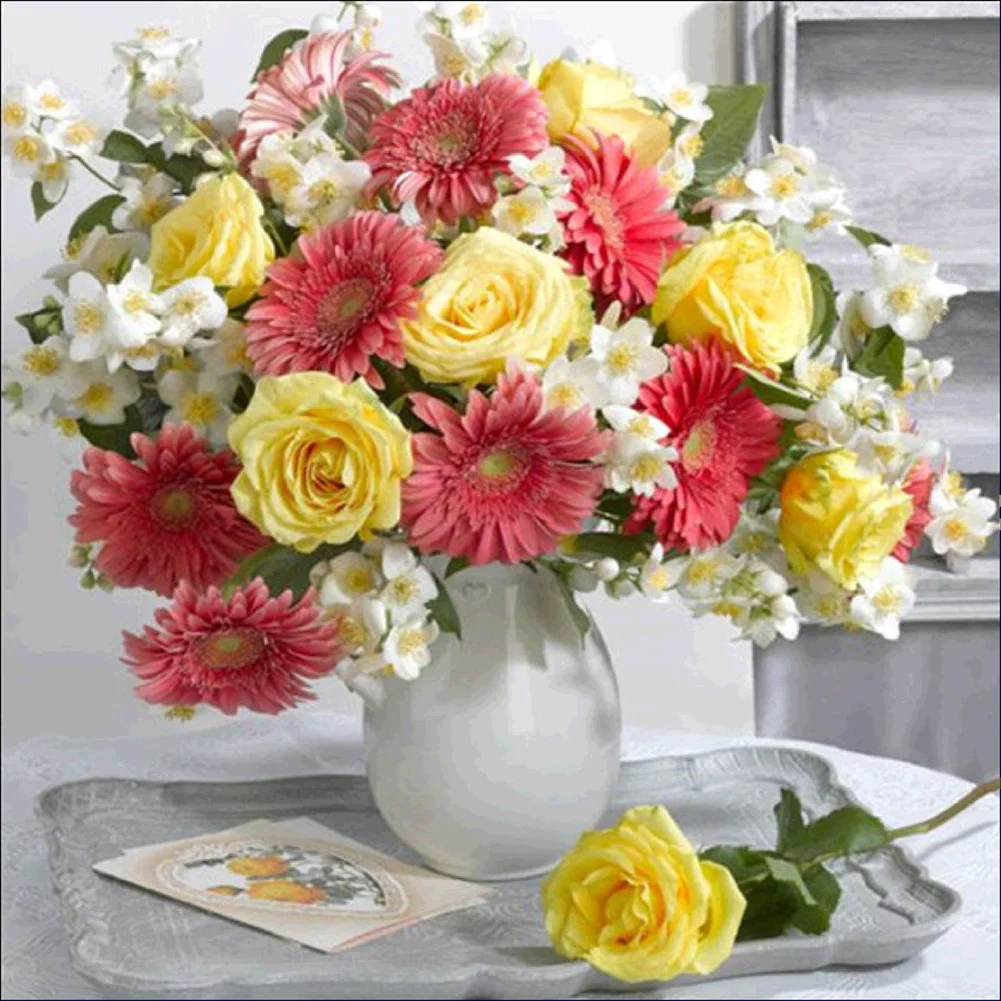 

5D DIY Diamond Painting Flower Vase Cross Stitch Kit Diamond Embroidery Art Picture Home Decoration Diamond Cross Stitch Kit
