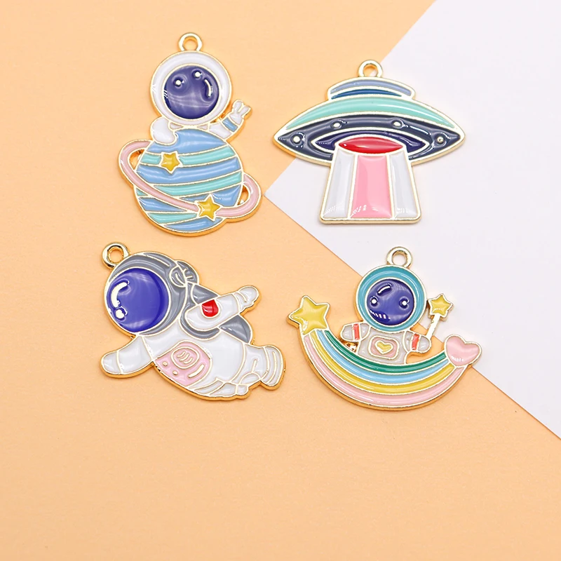

Cartoon Astronaut Spaceship Metal Charms For Jewelry Making DIY Necklace Earring Keychain Pendant Accessories Wholesale