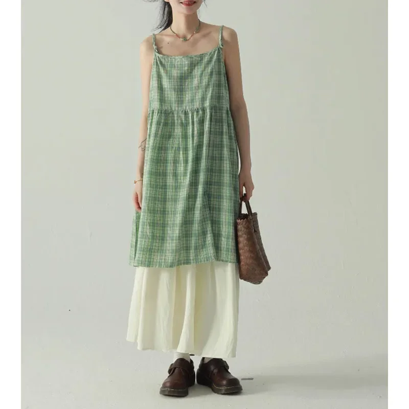 х зеленого клетчатого мини-платья художественное милое женское платье-майка со