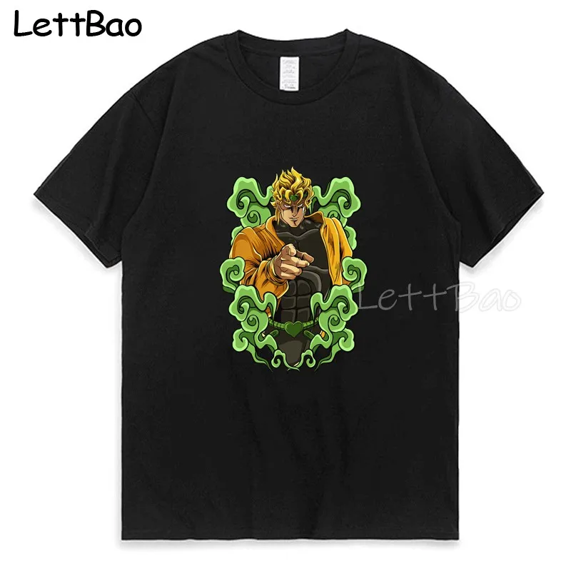 

Jojo's Bizarre Adventure Dio Brando Japanese Anime Short Sleeve Men Pure Cotton Fashion Manga T-shirt Male Casual Loose T-shirts