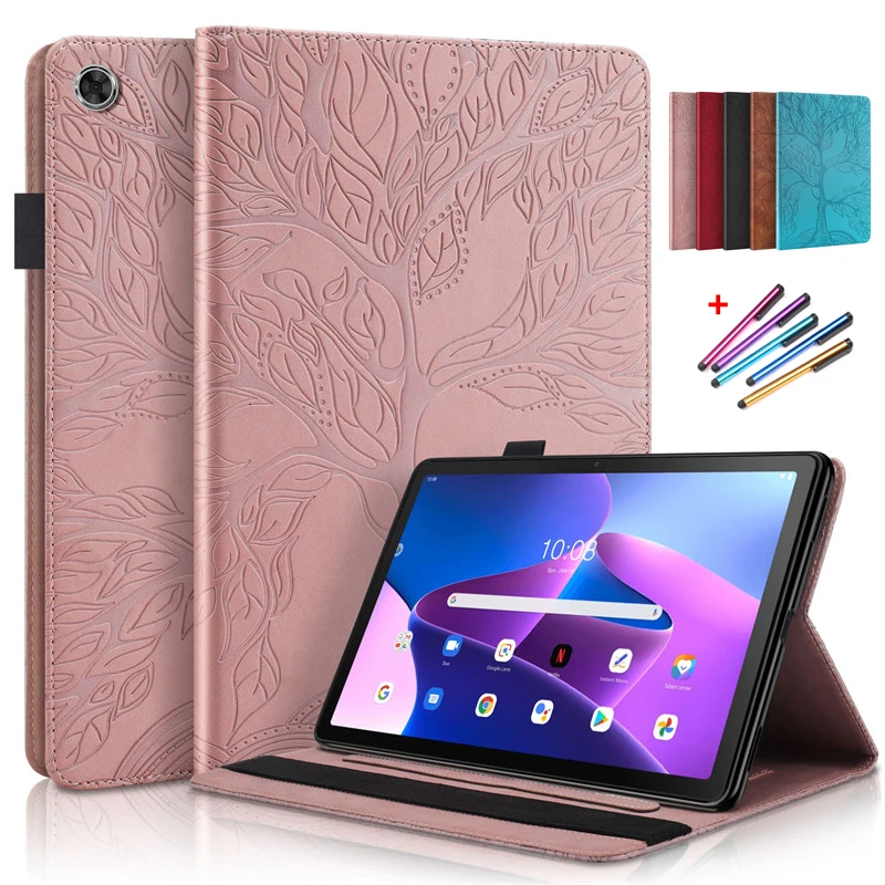 

Etui for Lenovo Tab M10 Gen 3 tb328fu Case 10 1 inch Emboss Tree Leather Flip Cover for Funda Lenovo Tab M10 3rd Gen Tablet Case