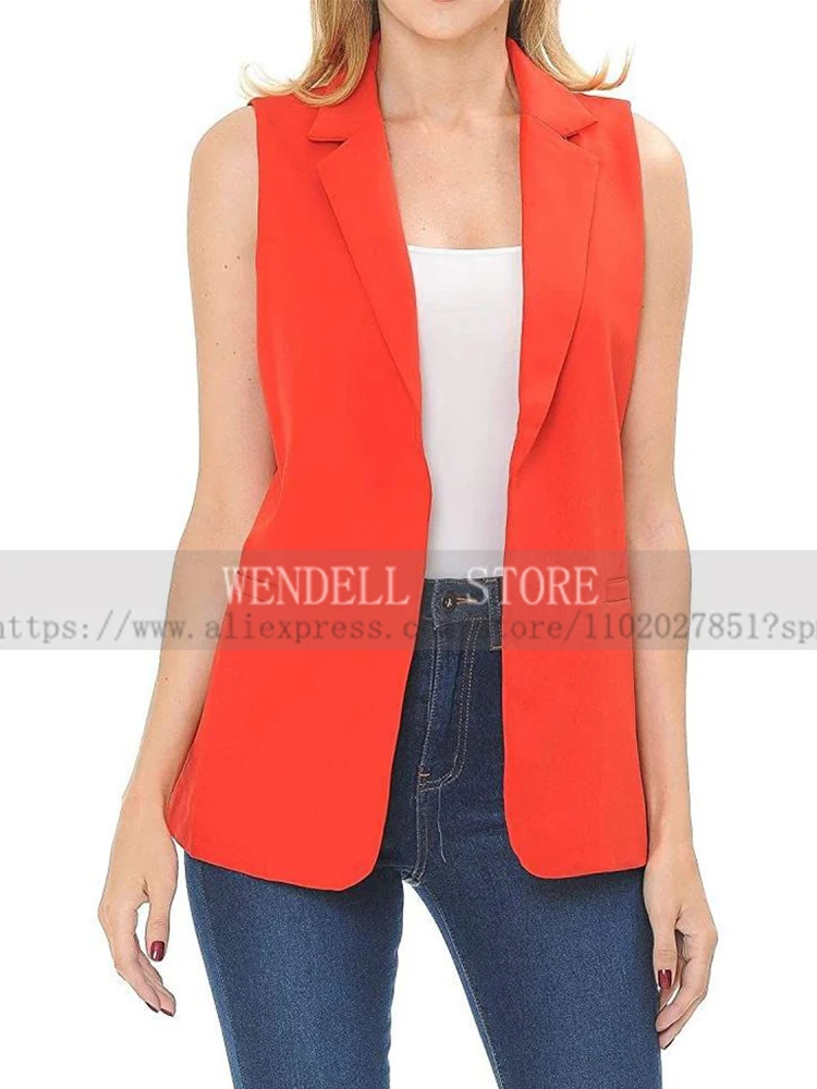 

Ladies Vest Cardigan Buttonless Casual Long Solid Color Fashion Summer Street Style Sleeveless Jacket