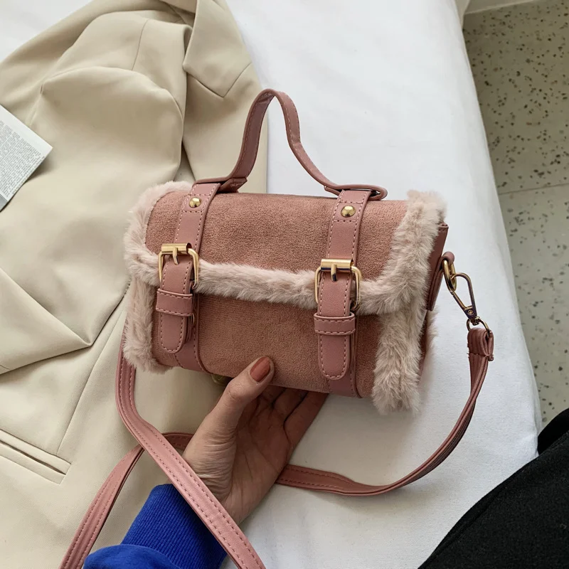 

Shoulder Bag Autumn and Winter Plush Small Square Bags 2022 New Trend Fashion Handbag Shoulder Messenger Bag for Women