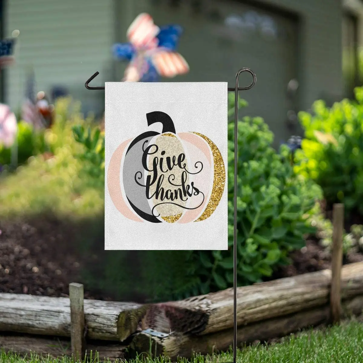 

Thanksgiving Pumpkin Give Garden Flag Welcome Home House Flags Double Sided Yard Banner Outdoor Decor Banner for Outside House Y