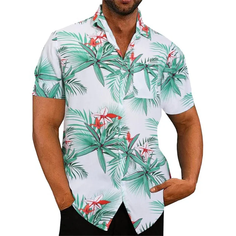 Летняя мода для мужчин гавайская рубашка с принтом кокосовой пальмы пляжные