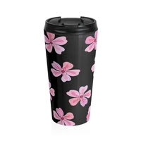 pink and black sakura cherry blossom stainless steel travel mug insulated coffee mug car interior thermos mug custom water mug