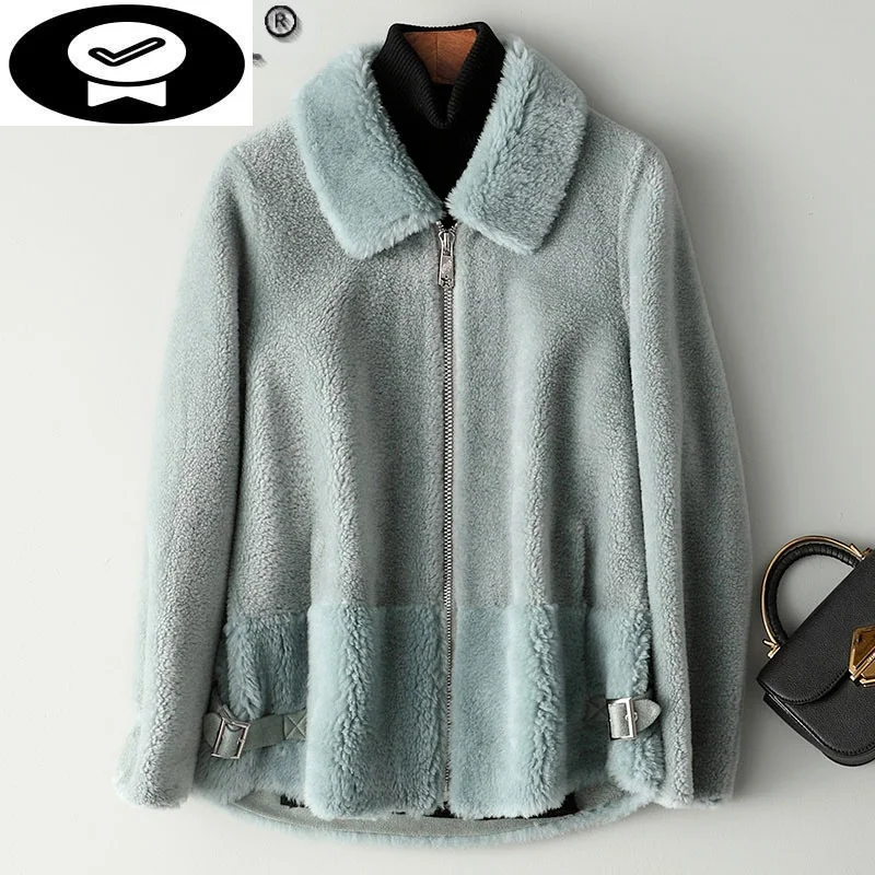

Женская куртка из 2023 натуральной овчины, зимние меховые пальто, женские короткие шерстяные куртки, Casacos Femininos Inverno Gxy214, 100%