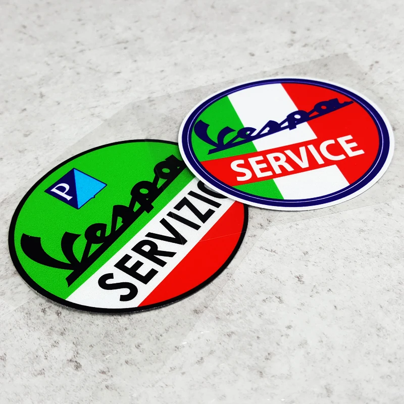 

Виниловые мотоциклетные наклейки G253, наклейки для модификации локомотивных двигателей, наклейки Vespa Service с итальянским флагом, Водонепрони...