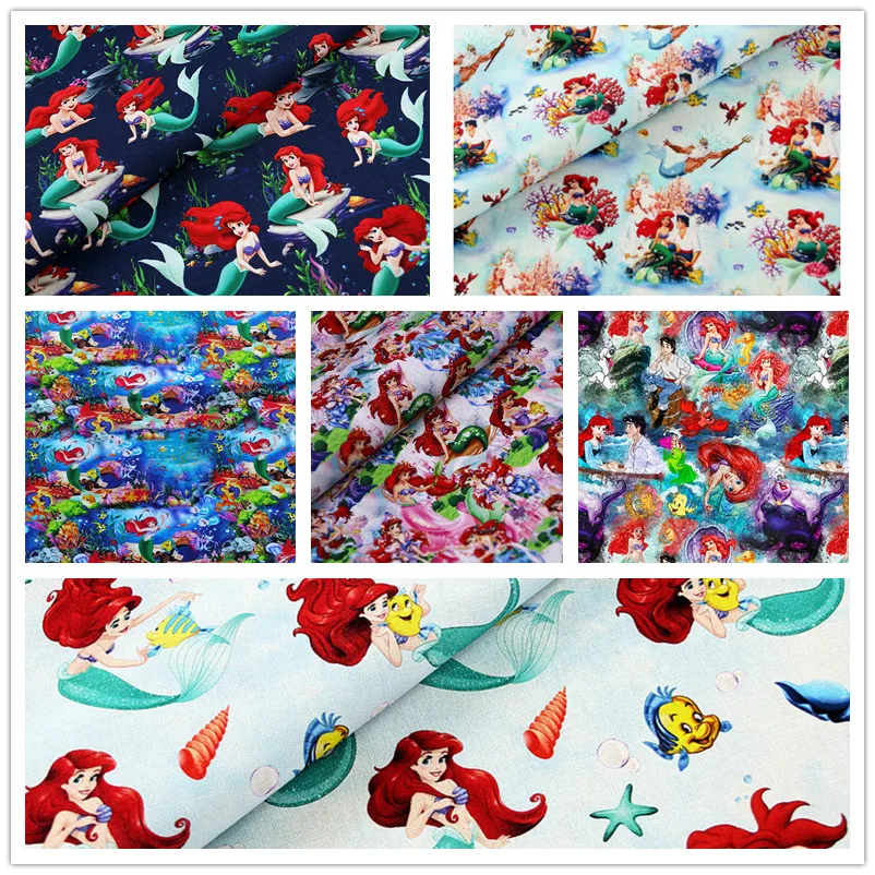 Наволочка из натурального хлопка с принтом маленькая русалочка | Дом и сад