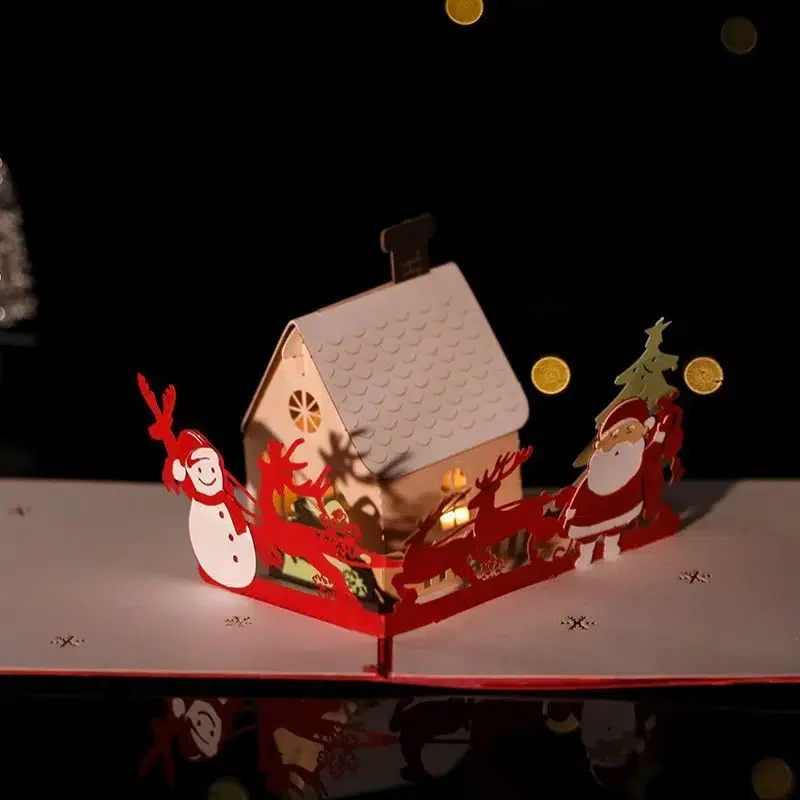 

HMTX New Christmas Colorful 3D Light Music Greeting Card