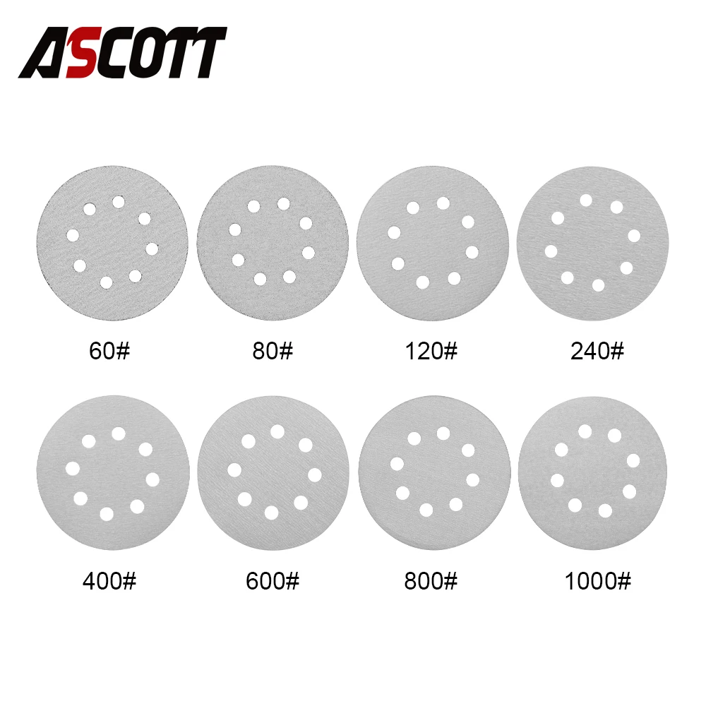 Водонепроницаемые шлифовальные диски 5 дюймов 125 мм 8 отверстий зернистость 60-1000