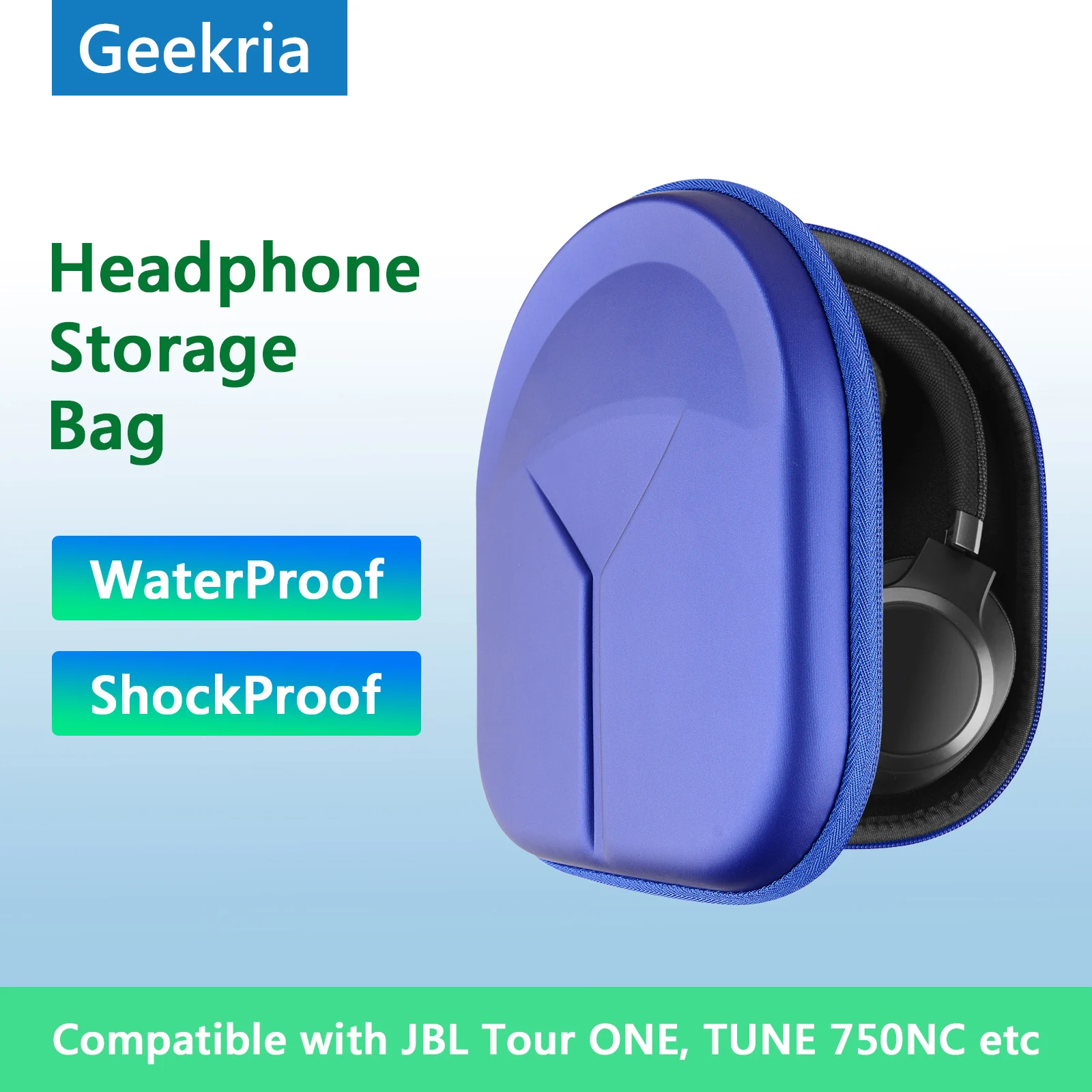 Geekria Headphones Case For JBL Tour ONE, Tune 750NC, Hard Portable Bluetooth Earphones Headset Bag For Accessories Storage enlarge