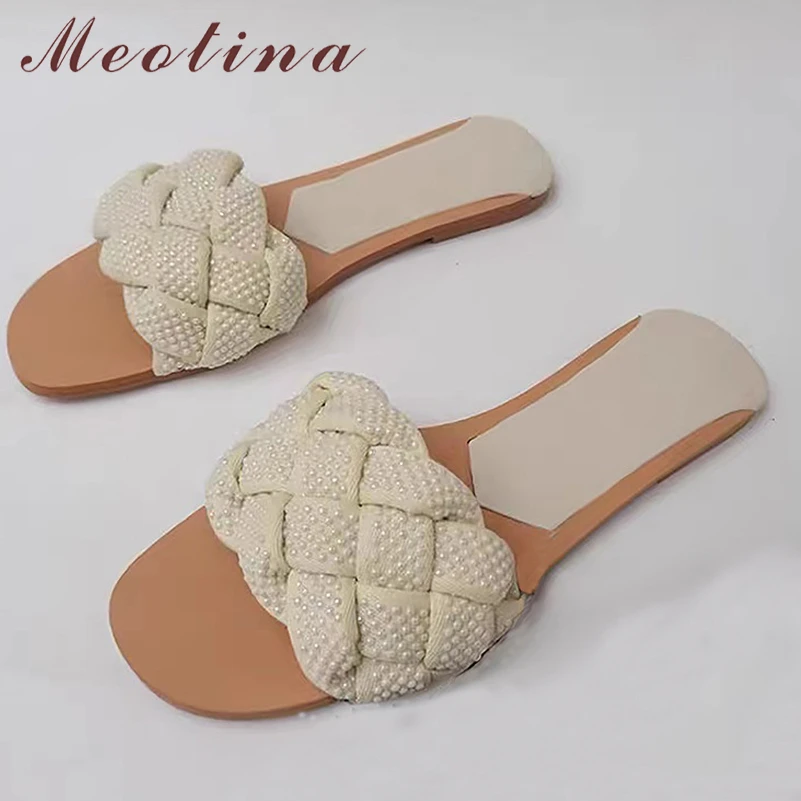 

Женские повседневные шлепанцы Meotina, летние сандалии-гладиаторы абрикосового, черного цветов, на плоской платформе, большие размеры 40, 2022