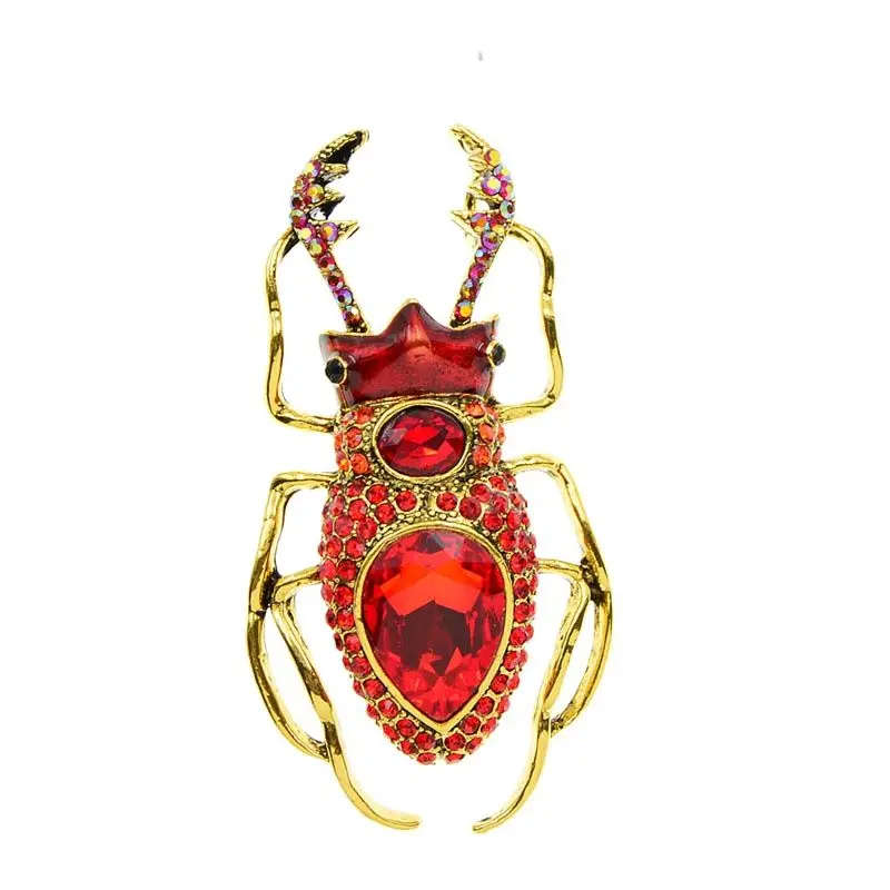 

CINDY XIANG Crystal Large Beetle Brooches For Women Fashion Vintage Bug Insect Rhinestone Pin 4 Colors Available