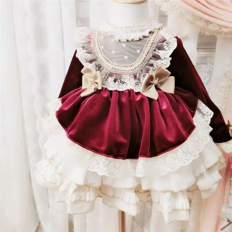 

Spanish baby dresses Girls Party Dress 2 Years Baby Girl Birthday Dress Autumn Winter Christmas New Year Little Kids Dress