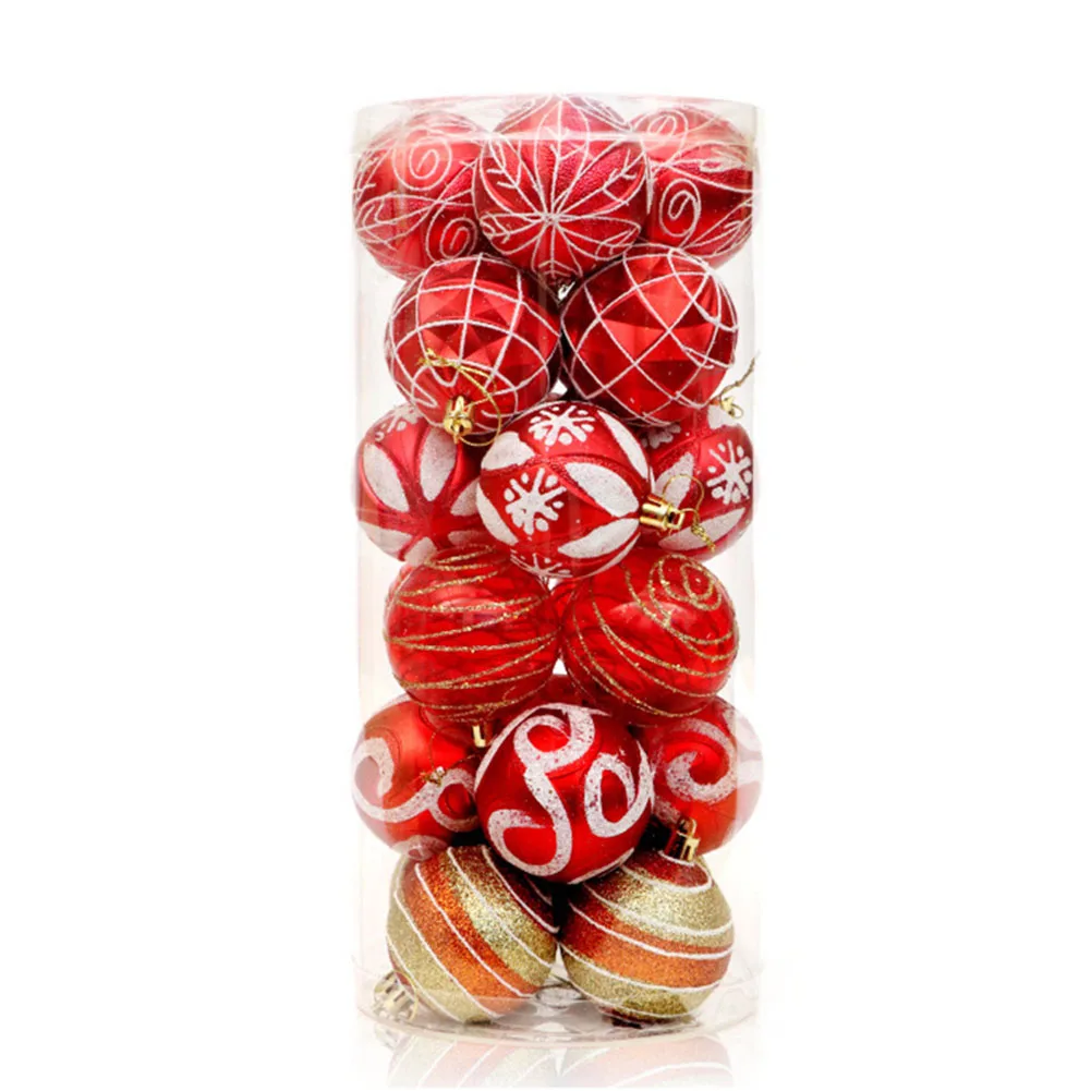 

24pcs Christmas Tree Baubles Balls Xmas Bubbles Ball Creative Painted Christmas Pendant Balls Festival Holiday Home Decoration