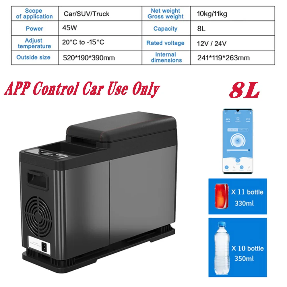 

Автомобильный подлокотник Alpicool 8L, мини-холодильник, портативный охладитель, морозильная камера, для фургона, автомобиля на колесах, пикника, кемпинга, бесшумный автомобильный холодильник