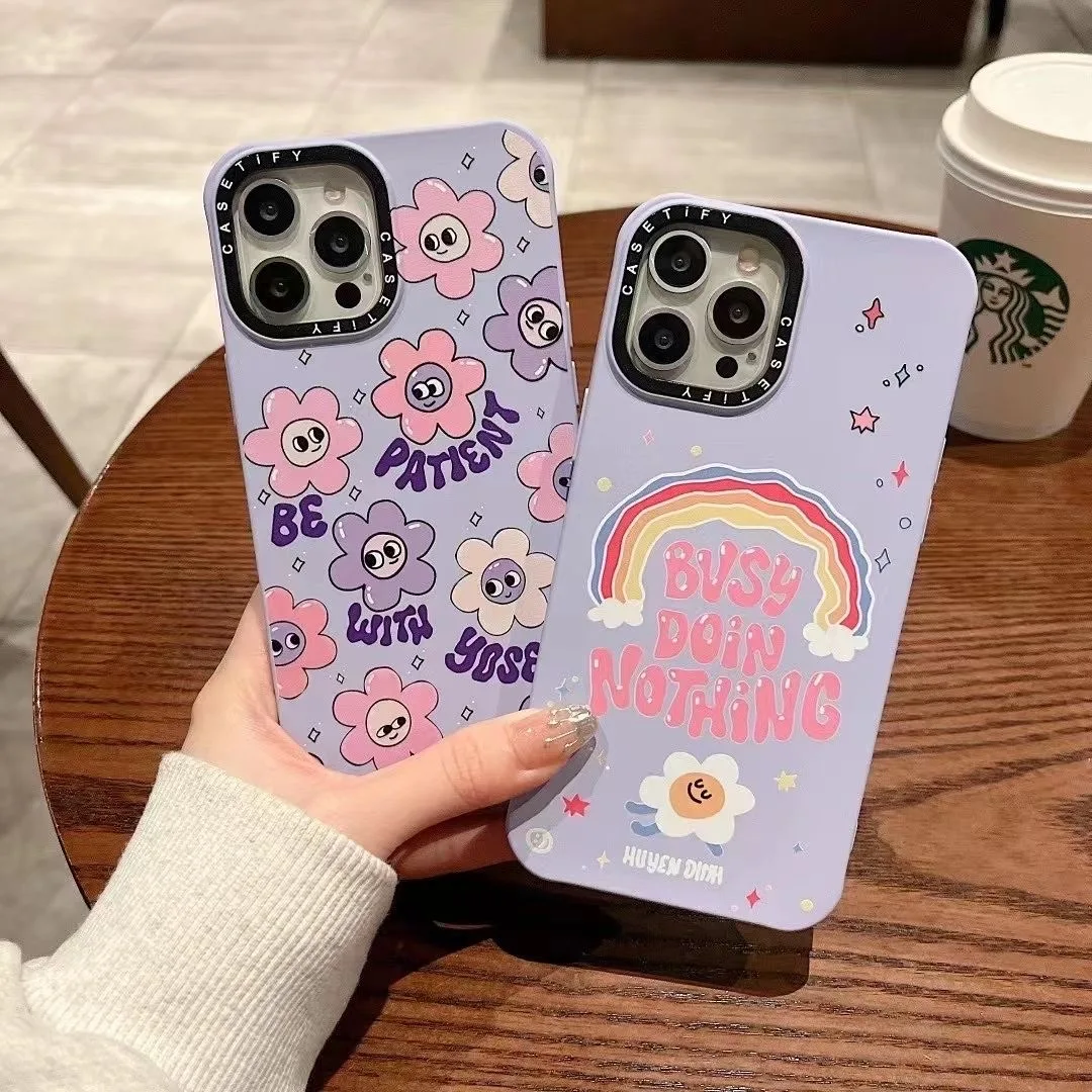 

Casetify Stylish Cartoon Sunflower Smiling Face Phone Case for Iphone 11 12 13 14 Pro Max X Xs Xr 7 8 Plus SE 2020 Y2k Girl