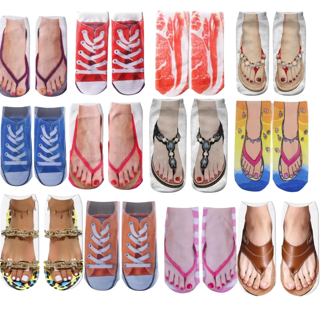 

Women Creative Funny Socks Slippers Canvas Shoes New 3D Design Ankle Short Low Tube Socks Kawaii Calcetines Mujer Wholesale