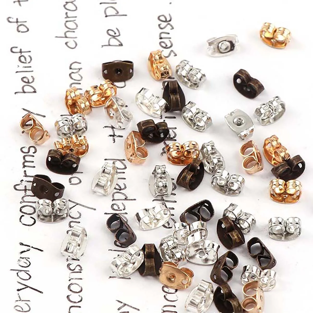 

200Pcs Butterfly Earrings Back Plug Earring Settings Base Ear Studs Back Metal Earback Earring Stopper for DIY Earring Jewelry