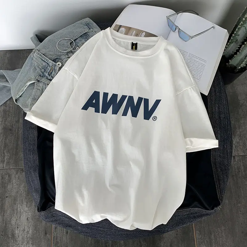 

Футболка мужская и женская с принтом букв и коротким рукавом