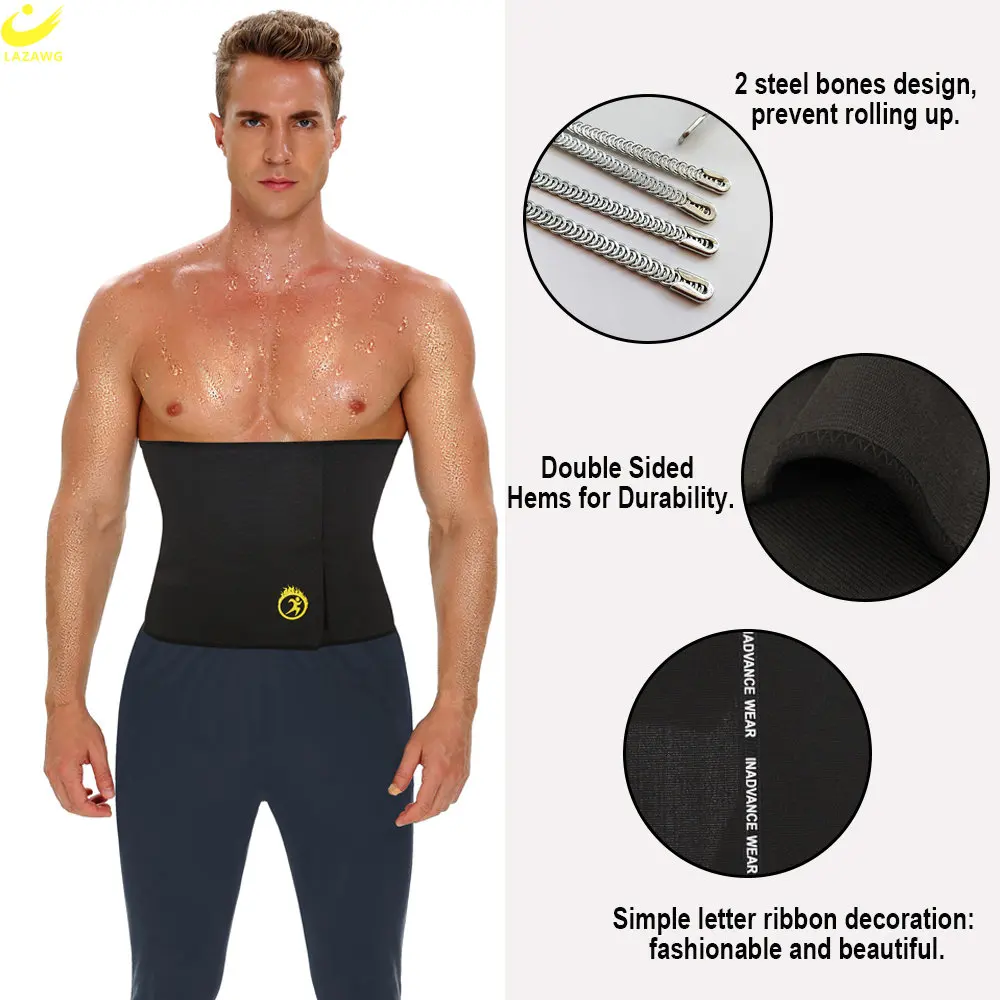 LAZAWG Men Waist Trainer Weight Loss Waist Cincher Trimmer Belly Control Belt Slimming Band Body Shaper Girdle Sport Gym