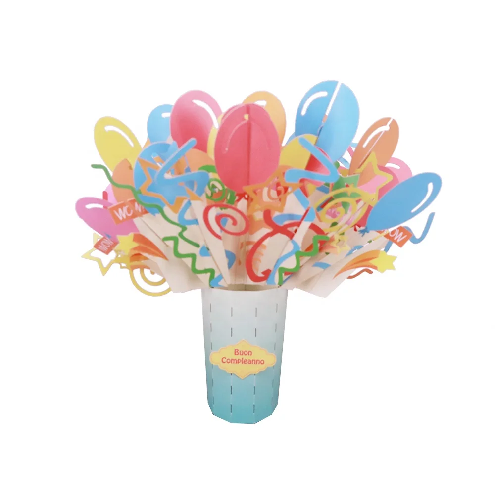 

New design laser cut 3d flower greeting card 3d pop up birthday flower card basket