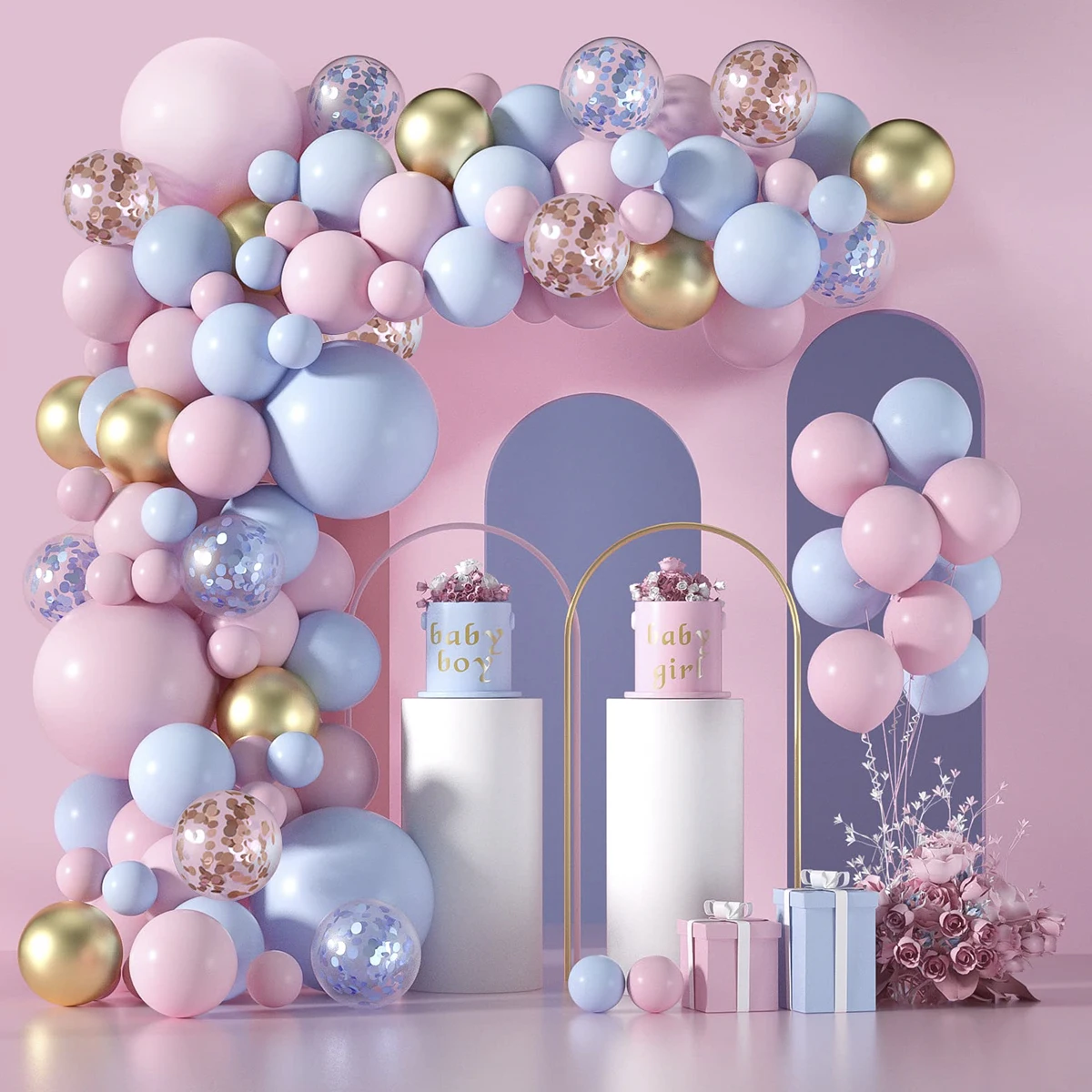 

Rose Gold Metal Balloon Garland Arch Kit Birthday Party Decoration Girls Baby Shower Gender Reveal Confetti Latex Ballon Baloon