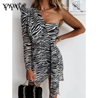 2022 sexy one neck zebra leopard print bodycon mini dress women sexi tube top party club hip dresses female slim a line outfits