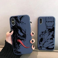deadpool venom iron man sketch phone case for iphone 13 12 mini 11 pro xs max x xr 7 8 plus candy color blue soft silicone cover