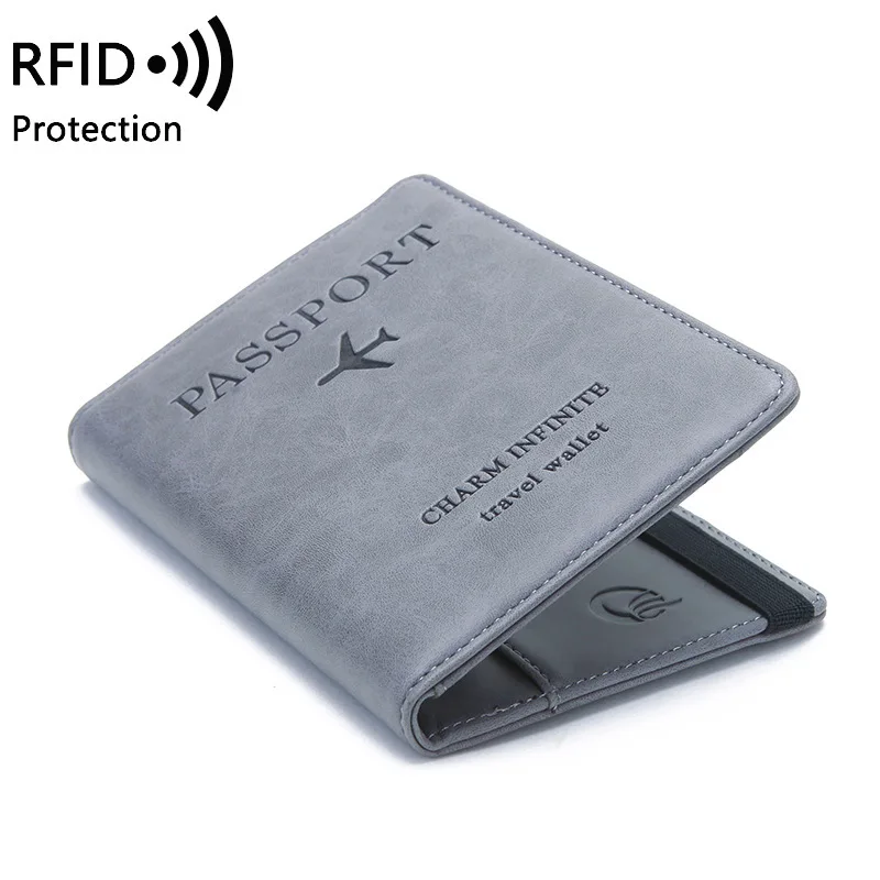 Фото Чехол-Кошелек для паспорта, кожаный, на резинке, с RFID-защитой, для карт, для путешествий, для мужчин и женщин №2