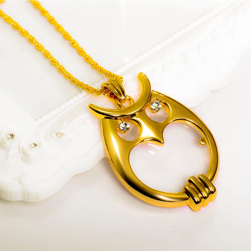 

Модное Новое портативное ожерелье с подвеской на цепочке с животным принтом совы, увеличительное стекло