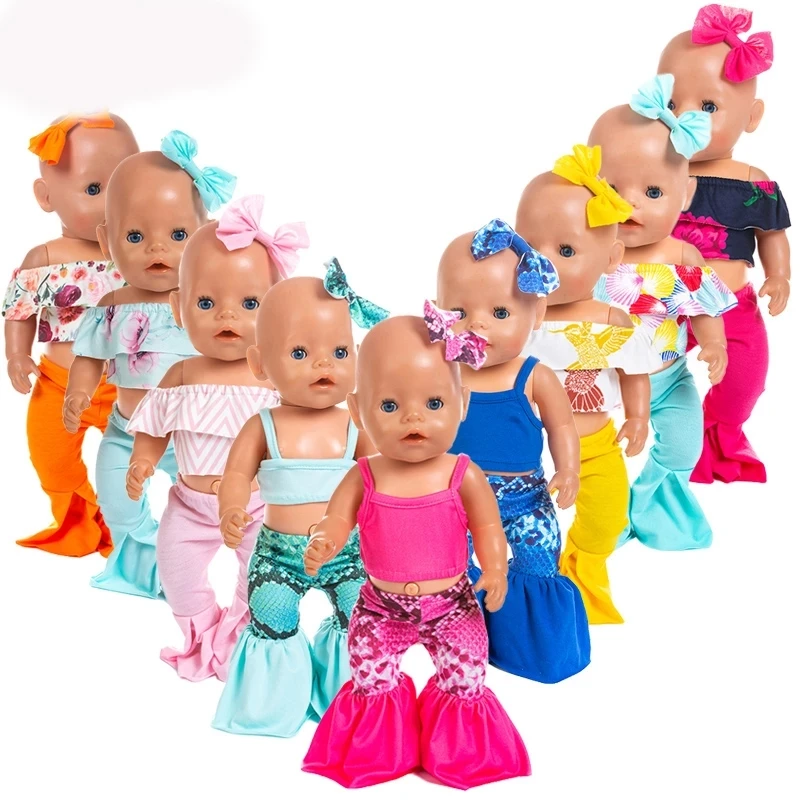 

3 шт. в 1, красочный спортивный костюм, подходит для кукол 17 дюймов 43 см, одежда для новорожденных, аксессуары для кукол, костюм для малышей, по...