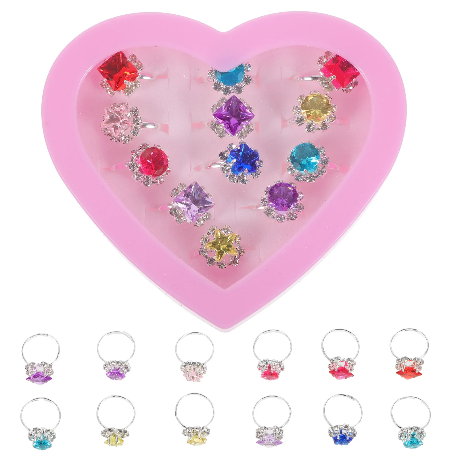 

Ring Heart Shaped Ring for Girl Child ( Mixed Colour, 12Pcs )