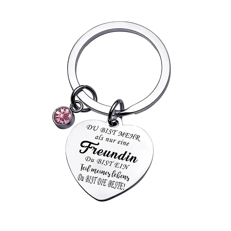 

German Friend Sister KeyChains Stainless Steel Keyring Handmade Women DIY Jewelry Man Accessories Pendant Gift