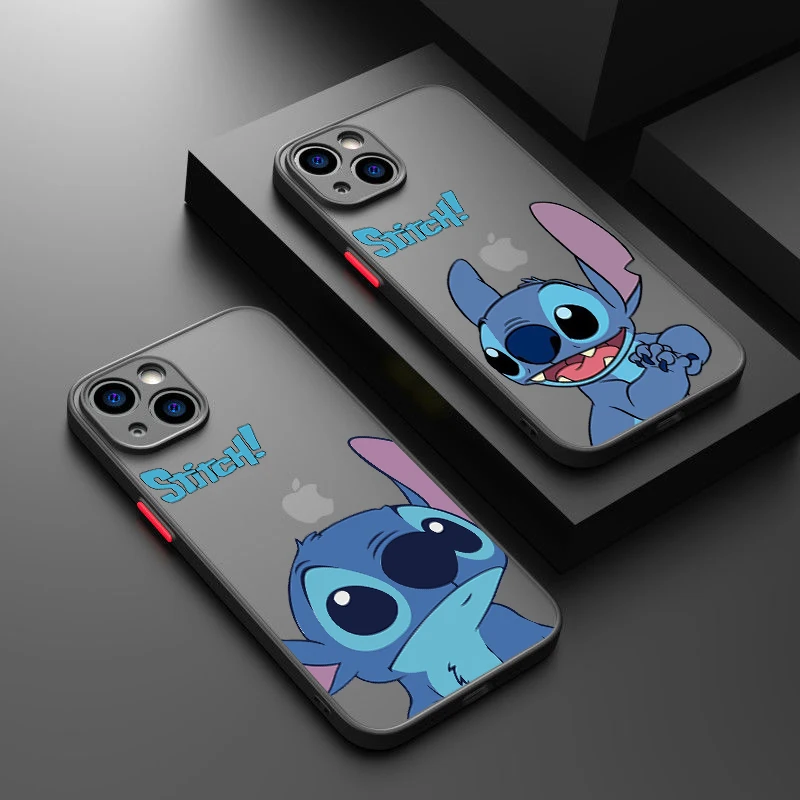 

Cartoon Lilo & Stitch Phone Case For Apple iPhone 13 12 11 Pro Max mini XS XR X 8 7 6S 6 Plus Frosted Translucent Funda Cover
