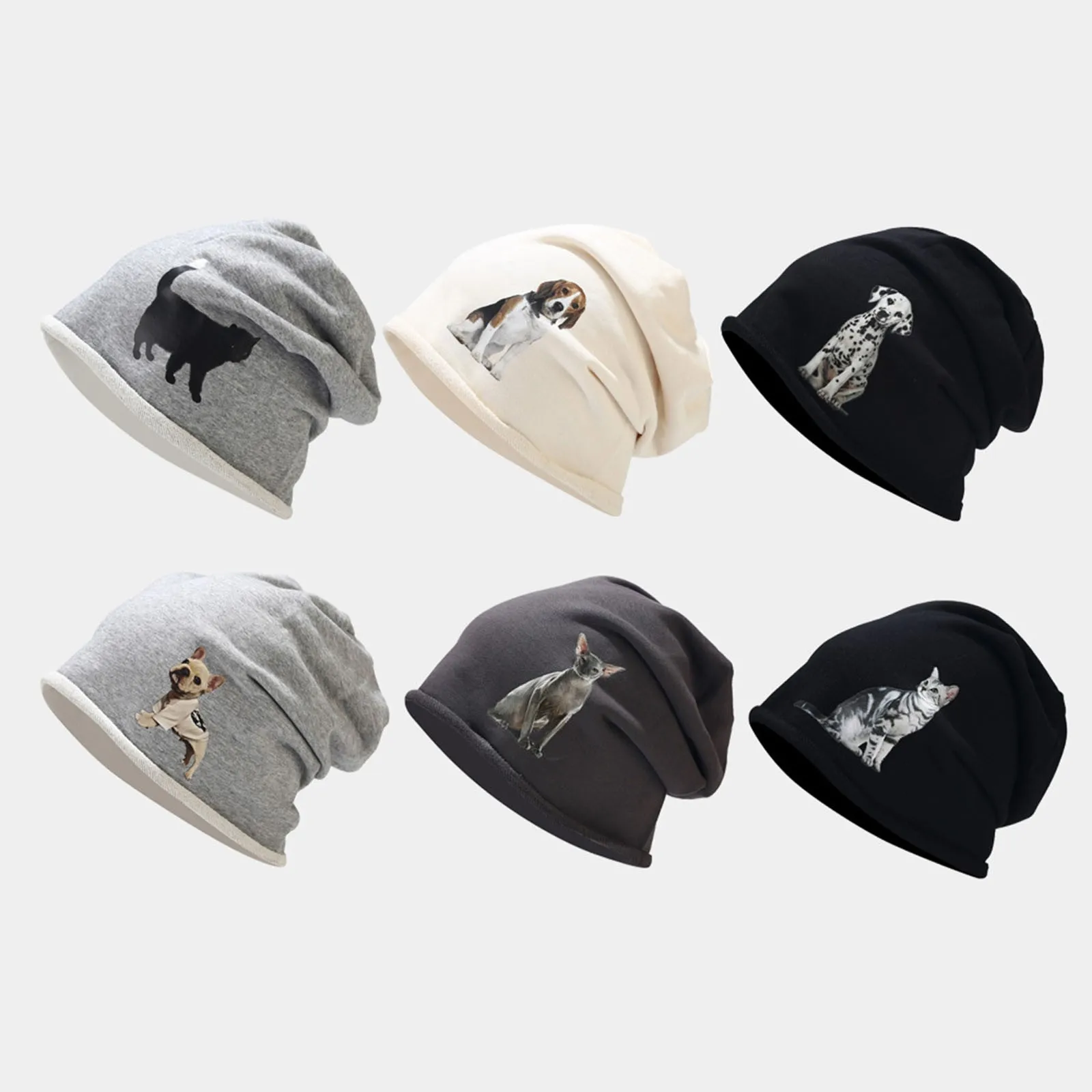 

Autumn Winter Beanie Hat Men Women Soft Stretch Warm Hat Outdoor Sport Skullies Beanies Dog Print Streetwear Fashion Hip-hop Cap