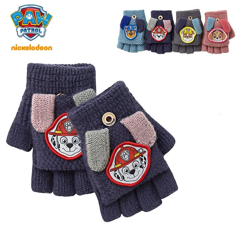 

Genuine Paw Patrol Kawaii Autumn Winter Knitted Gloves Girls Boys Christmas Gifts Anime Figures Marshall Chase Skye Flip Gloves