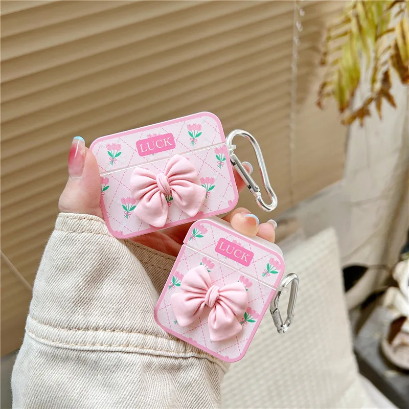 

2021 Cover For Airpods pro Case Cute Pink bowknot cover gril For Apple AirPods 3 2 1 luxury Case Accessories Wireless Earphone