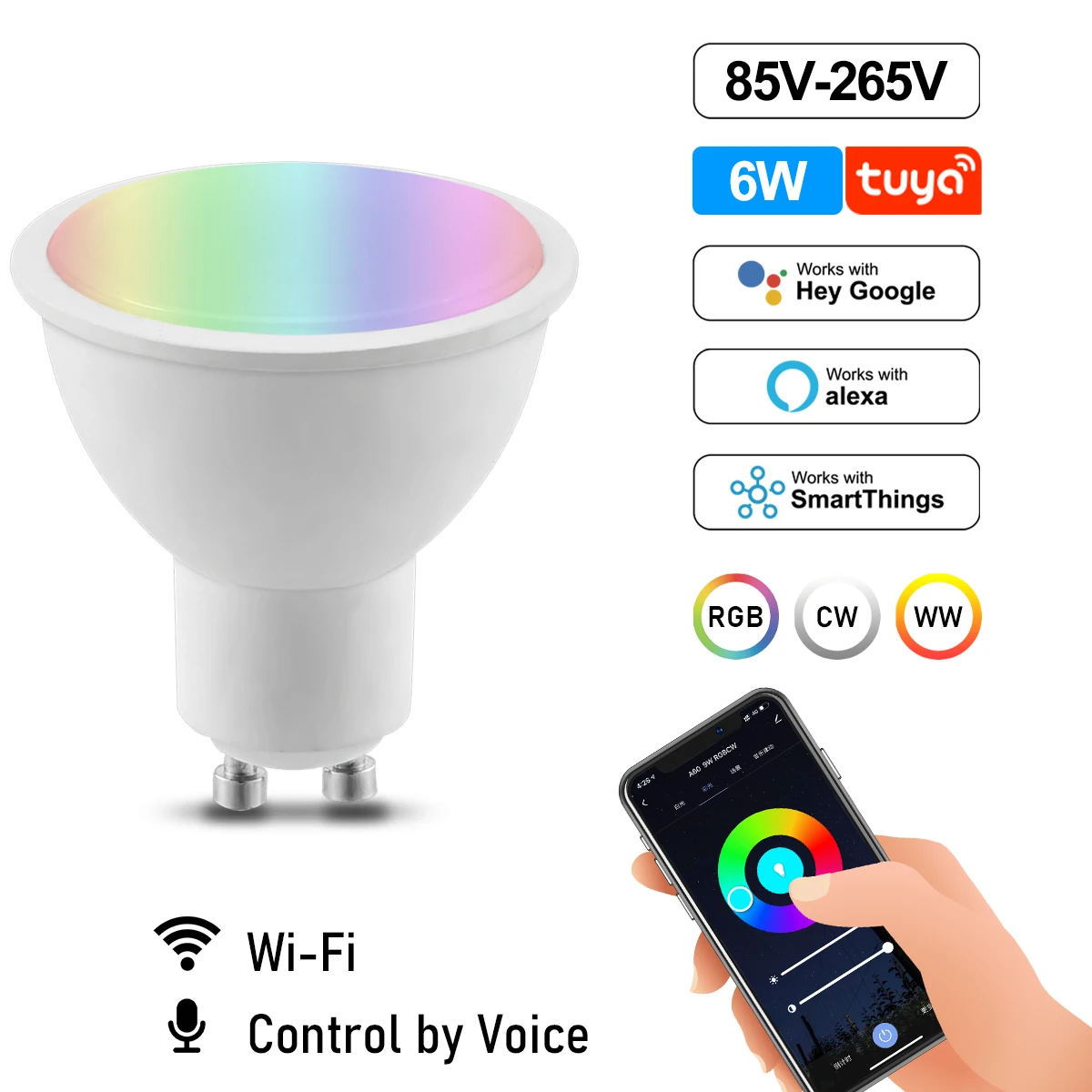 Умная Светодиодная лампа GU10 E27 E14 IoT с Wi-Fi Rgb голосовым управлением работает Google Home
